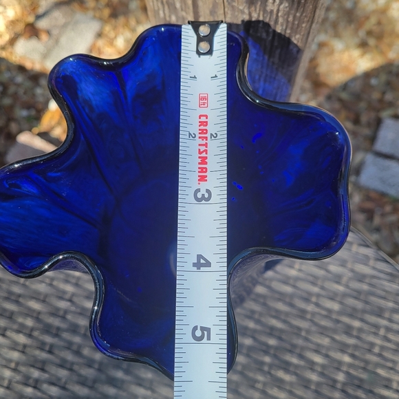 Murano Style Glass Art Abstract Cobalt Blue Glass Decorative Vase 10 x 6" approx - Picture 7 of 7